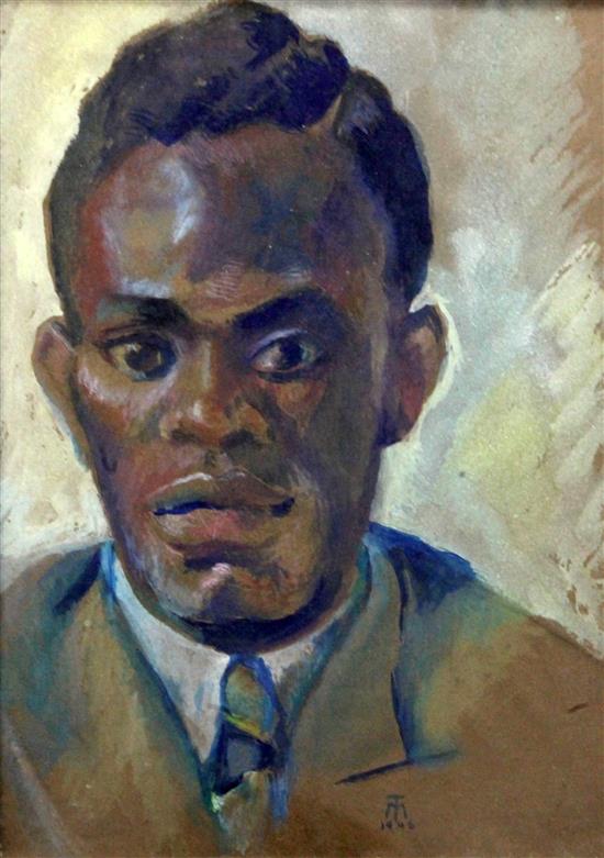 T M 1946 Portrait of a black man, 13 x 10in.